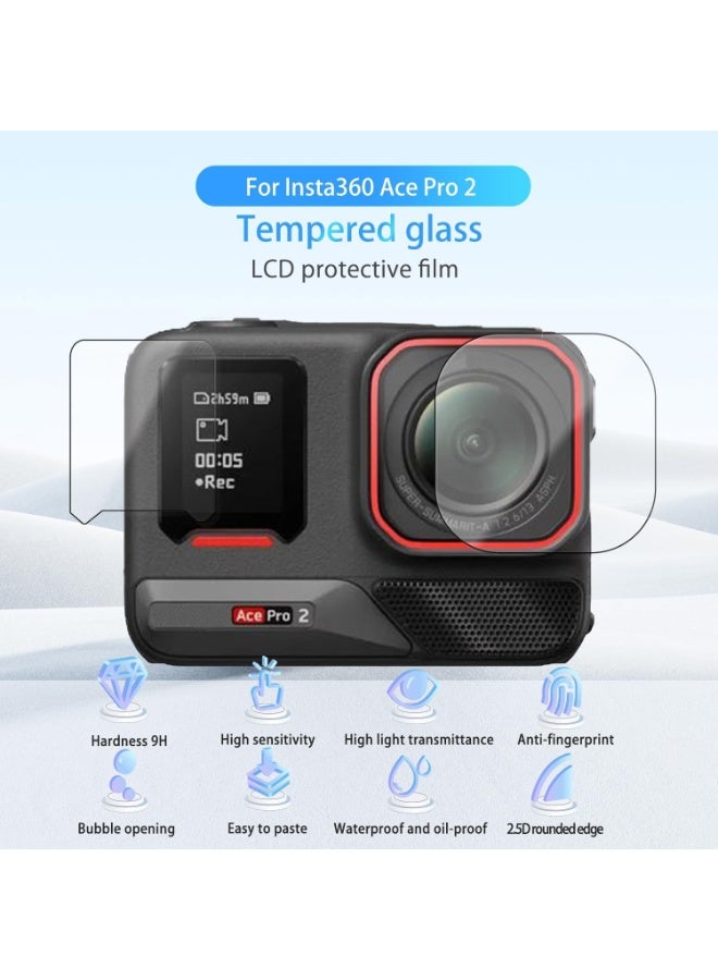 Peachjoy Screen and Lens Protector Kit for Insta360 Ace Pro 2, HD Tempered Glass, 9H Scratch Resistance, Anti-Fingerprint Coating, Easy Apply, 6 Piece Set (2 Screen Protectors + 2 Lens Guards + 2 Accessories) - Image 4